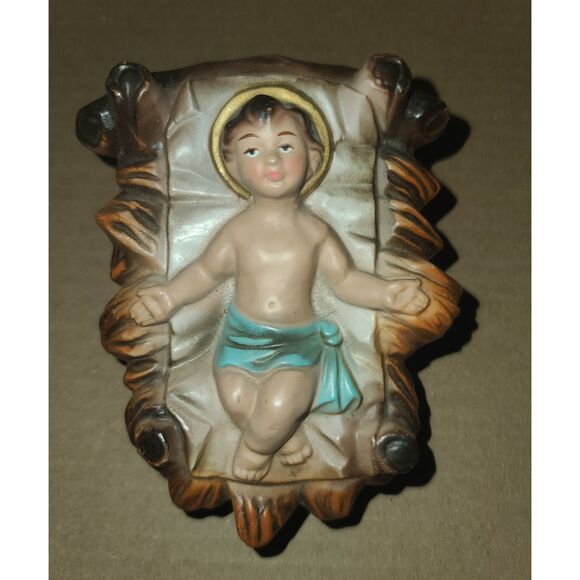 Vintage Sears Nativity Set Lighted Stable 13 Pieces Oh Holy Night Music Box - Picture 4 of 15